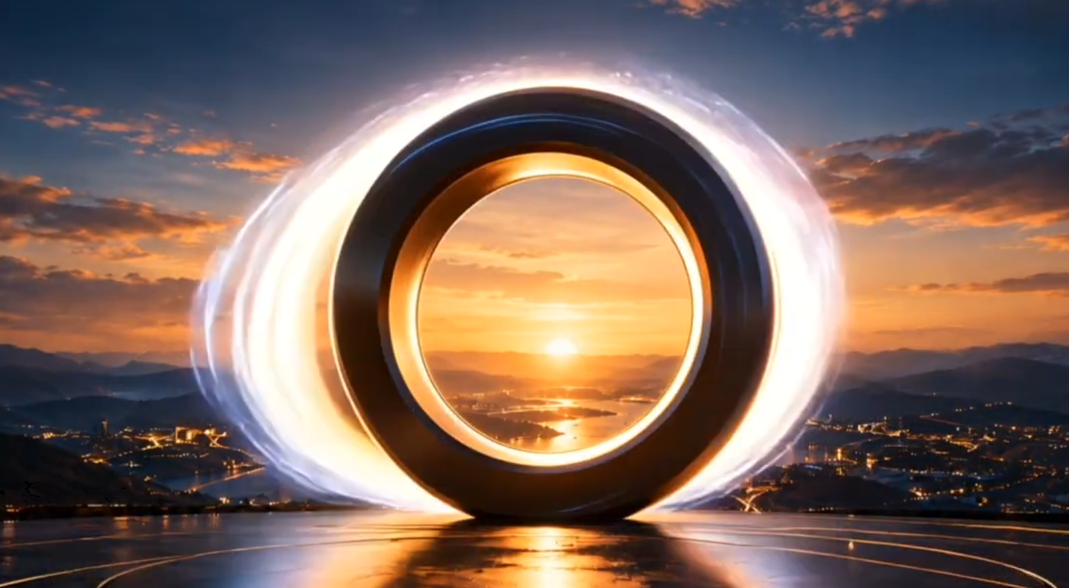 A glowing circular form at sunrise, representing the next evolution of Bristlecone